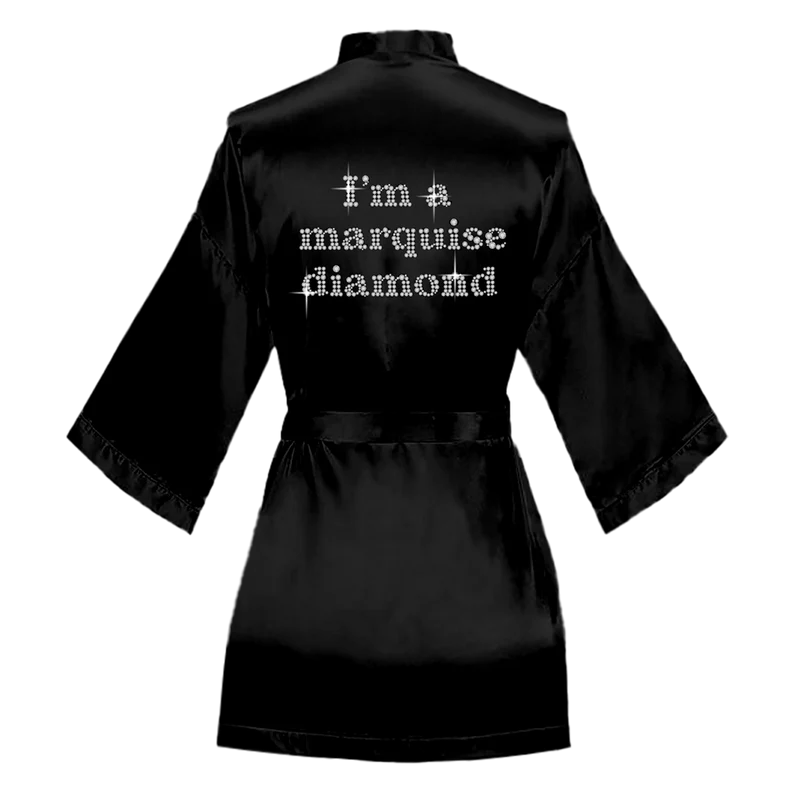 Marquise Diamond Black Satin Robe Selena Gomez